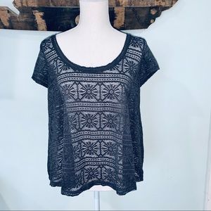 NWT American Eagle Outfitters sheer navy top
